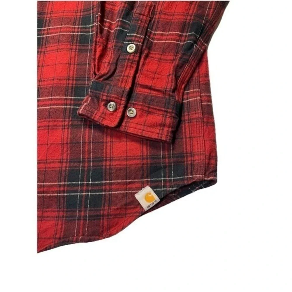 Carhartt Original Fit Plaid Flannel Shirt Mens Large‎ Red Plaid Workwear